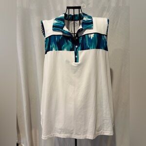 Coral Bay Women's Sleeveless Blouse - White and Blue